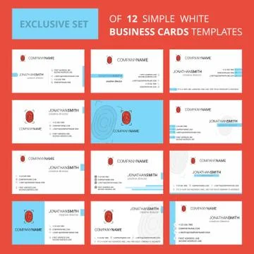 Set of 12 Thumb Impression  Creative Busienss Card Template. Editable Creativ Stock Illustration