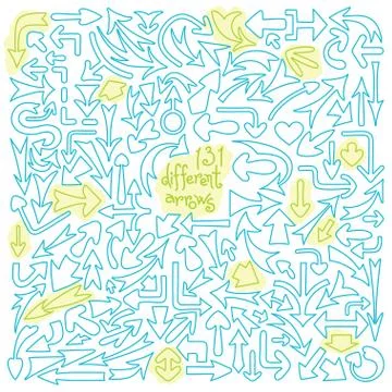 Set 131 different arrows. Design elements. Stock Illustration