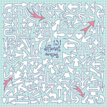 Set 131 different arrows. Design elements. Stock Illustration