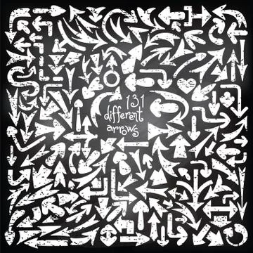 Set 131 different arrows. Design elements. Stock Illustration