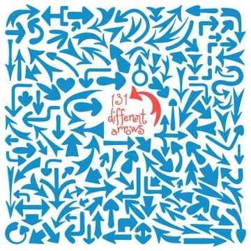 Set 131 different arrows. Design elements. Stock Illustration