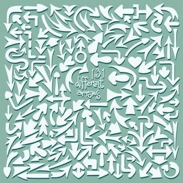 Set 131 different arrows. Design elements. Illustrazione stock