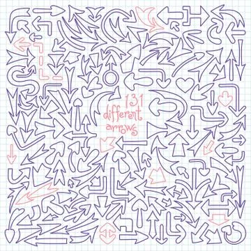 Set 131 different arrows. Design elements. Stock Illustration