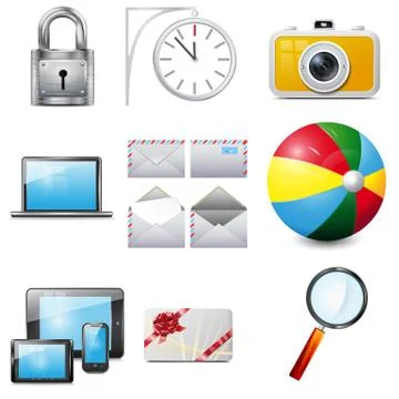 Set 14 vector realistic icons Stock Illustration