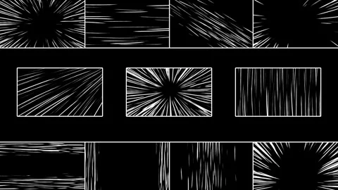 Set of 15 animated Comic or cartoon speed lines. 스톡 동영상 309403948