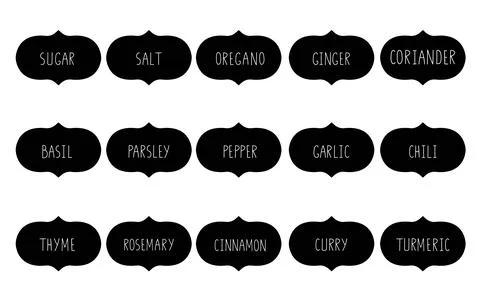 A set of 15 handwritten labels for marking jars Stock Illustration