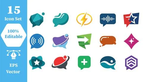 Set of 15 modern vector communication and abstract icon designs with abstract 库存插图
