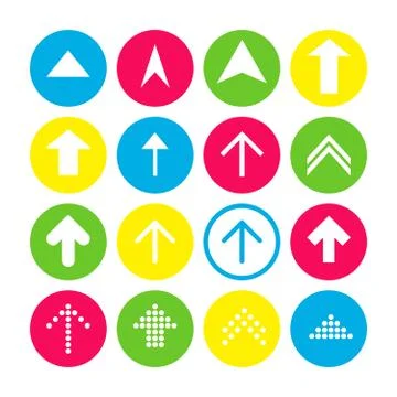 Set of 16 up arrow with north direction. Arrow buttons on white background in Stock Illustration