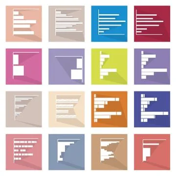 Set of 16 Bar Chart Icons Banner Ilustración de archivo