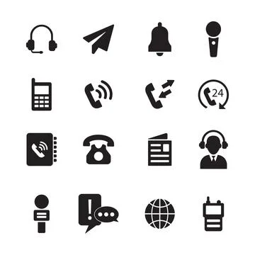 Set of 16 Communication Icon Stock Illustration