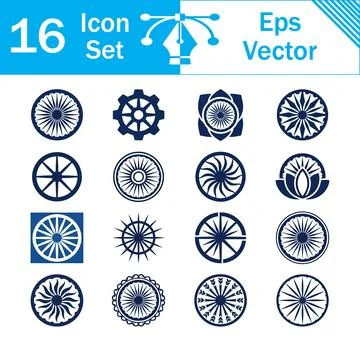 Set of 16 decorative circular emblem and wheel icon vector illustrations Illustrazione stock