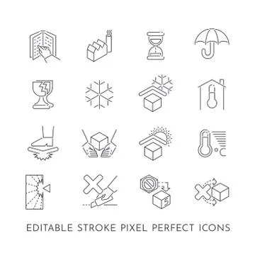Set of 16 editable stroke pixel perfect icons for product care Stock Illustration