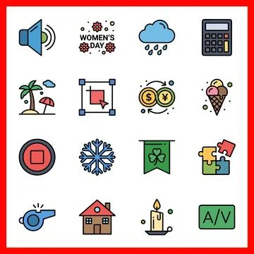 Set of 16 Filled Line Flat Color Pack of Universal Icons for Creative UI an.. Stockillustratie