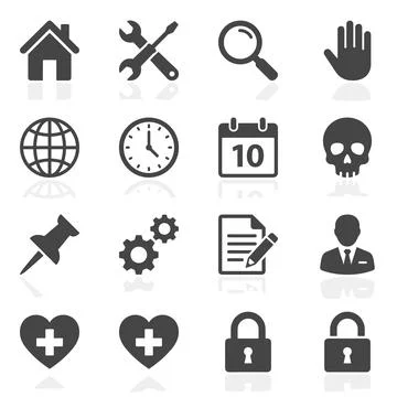 Set of 16 flat design icons for web and mobile applications, including hous.. Stock Illustration