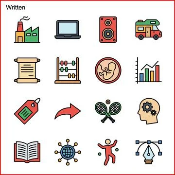 Set of 16 Flat Icons Representing Various Concepts and Objects. Иллюстрация