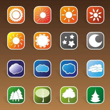 Set of 16 Glossy Web Icons and Design Elements Illustrazione stock