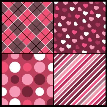 Set of 16 Heart Vector Patterns for Valentines Day 스톡 일러스트