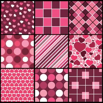Set of 16 Heart Vector Patterns for Valentines Day 스톡 일러스트