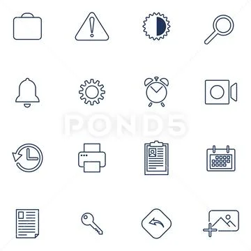 Set with 16 icons for mobile app, sites, mobile, software Stock Illustration