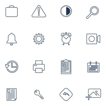Set with 16 icons for mobile app, sites, mobile, software 스톡 일러스트