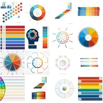 Set 16 numbered templates for Infographics, text area Eight positions Stock Illustration