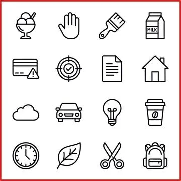 Set of 16 Outline Icons for Web and Mobile Applications. 스톡 일러스트