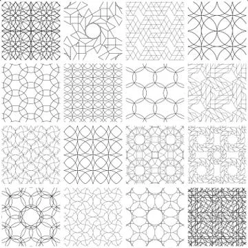 Set of 16 seamless geometric patterns. Stock Illustration
