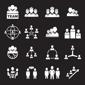 Set Of 16 Simple Teamwork Icons Stock Illustration
