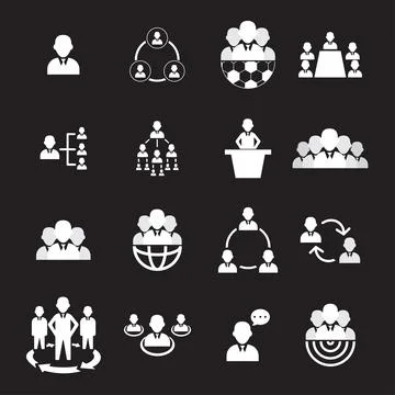 Set Of 16 Simple Teamwork Icons Stock Illustration