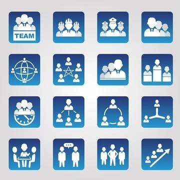 Set Of 16 Simple Teamwork Icons Stock Illustration