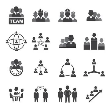 Set Of 16 Simple Teamwork Icons Stock Illustration