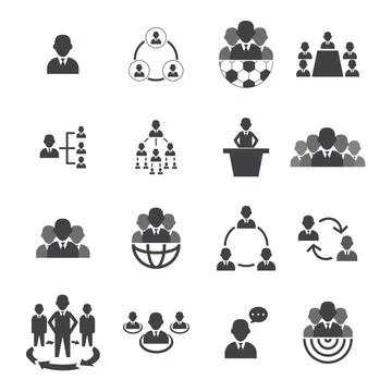 Set Of 16 Simple Teamwork Icons Stock Illustration