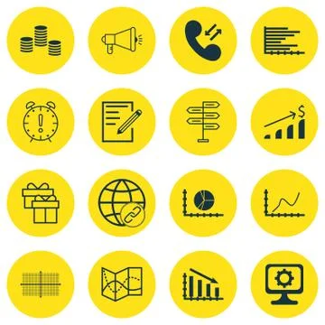 Set Of 16 Universal Editable Icons For School, Hr And SEO Topics. Includes Ic Stock Illustration