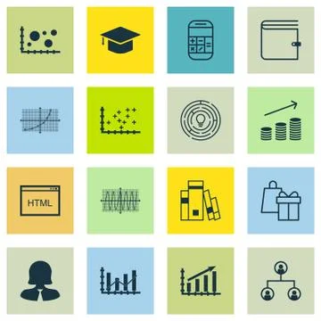 Set Of 16 Universal Editable Icons For Hr, Project Management And Human Resou Stock Illustration