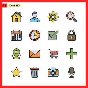 Set of 16 Universal Flat Icons for Web and Mobile Applications. Иллюстрация