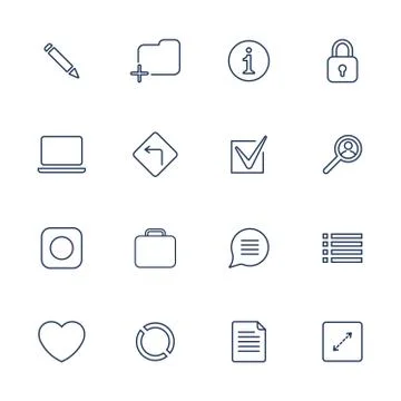 Set of 16 vector icons for software, application or websites - social media.. 스톡 일러스트