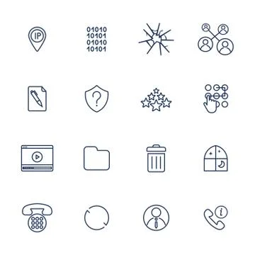 Set of 16 vector icons for software, application or websites - social media.. Stock-Illustration