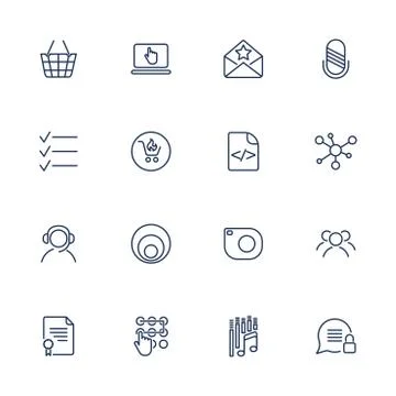 Set of 16 vector icons for software, application or websites - social media a Illustrazione stock