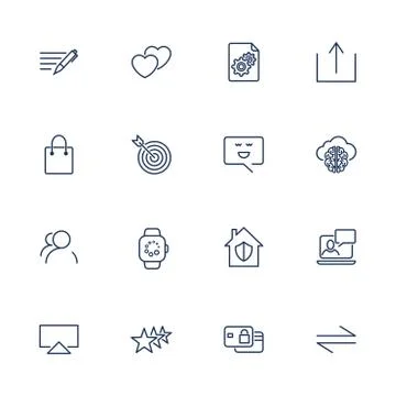 Set of 16 vector icons for software, application or websites - social media a Illustrazione stock