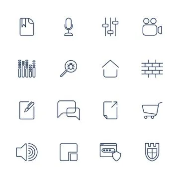 Set of 16 vector icons for software, application or websites - social media a Stock-Illustration