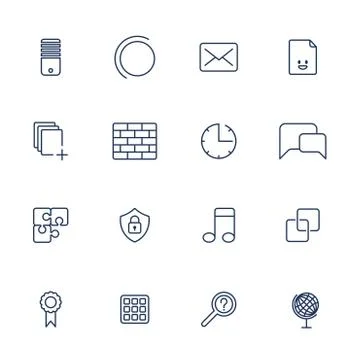 Set of 16 vector icons for software, application or websites - social media and Illustrazione stock
