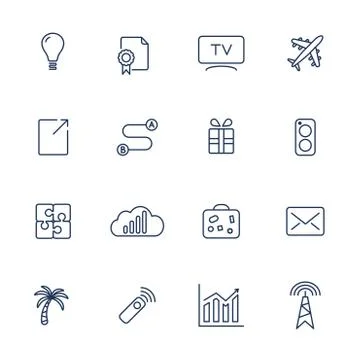 Set of 16 vector icons for software, application or websites - social media and Stock Illustration