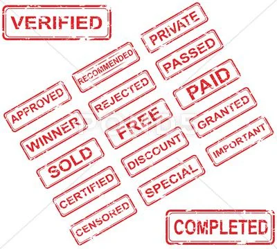 Set of 17 red stamps Stock Illustration