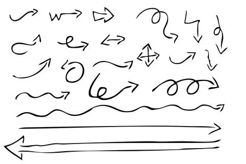Set 19 Vector Hand Draw Sketch Scribble Arrow Stock Illustration