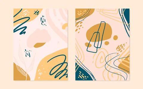 Set of 2 abstract organic shape cover in vector style Illustrazione stock