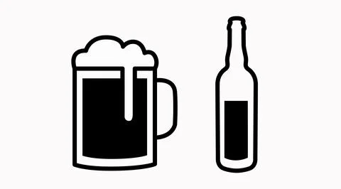 Set of 2 beer mug and bottle vector icons. Stock Illustration