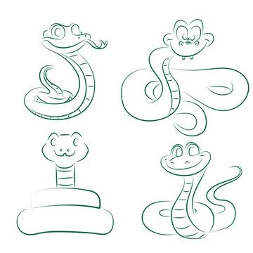 Set 2 of funny snakes symbol of the year 2025 Stock Illustration