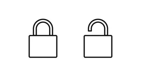 Set of 2 locked and unlocked padlock vector icons. Stock Illustration