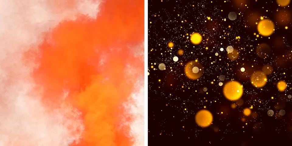 Set 2 of orange abstract backgrounds digital illustration. Stock Illustration