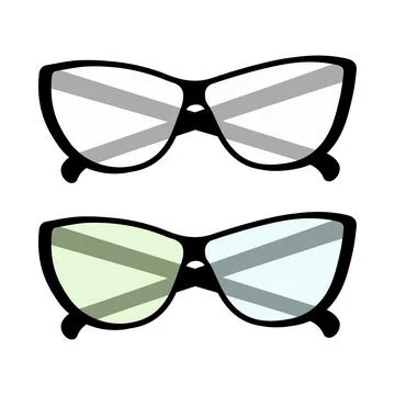 Set of 2 pairs of glasses with clear and colored lenses. Happy bespectacled man Stock Illustration